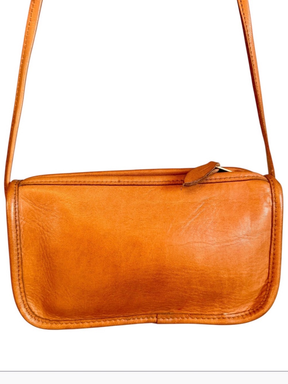 Handcrafted Genuine Leather Crossbody Purse Tan 9”x5-1/4”